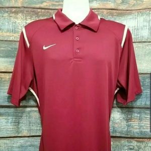 Nike Dri Fit Polo Shirt Large Red with White Trim
